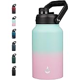 BJPKPK 87oz Insulated Water Bottle, Dishwasher Safe 2/3 Gallon Water Bottle with Ergonomic Handle, BPA Free Leak Proof Water Jug,Stainless Steel Metal Flasks with Anti-slip Bottom,Marshmallow