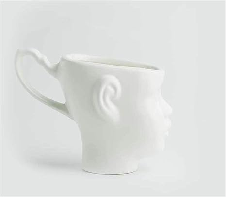 Amazon マグエスプレッソカップガラスカップカップ 顔マグカップルカップルセラミックゴールド塗装コーヒーカップ北欧スタイルデザイナークリエイティブカップ Color White カップ ソーサー オンライン通販