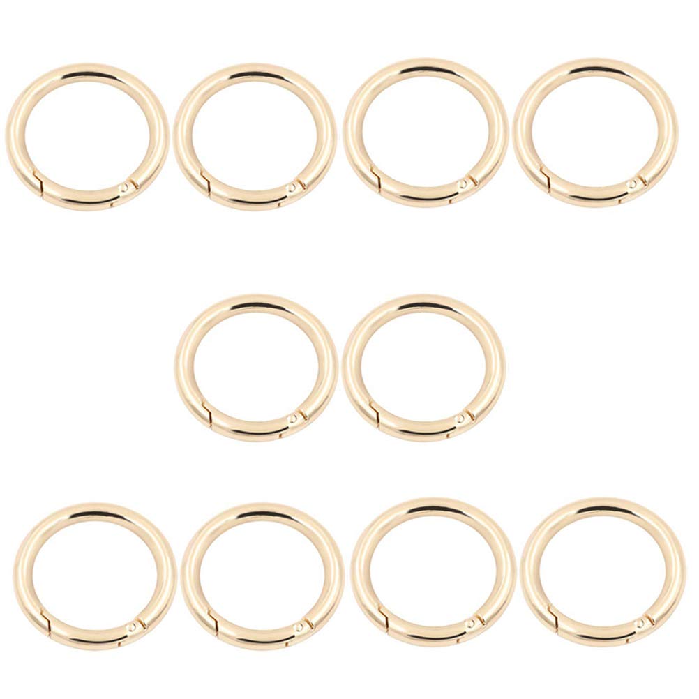 MUCHENG O Ring Round Spring Gate Carabiner Snap Clip Trigger Spring Keyring Buckle Spring coil. Gold 38mm