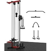 Wall Mount Cable Machine, Dual Pulley Cable Crossover &amp; LAT Pulldown System for Home Gym with 19 Adjustable Positions, Tricep Rope, LAT Bar &amp; Footboard, Space-Saving Garage Fitness Equipment