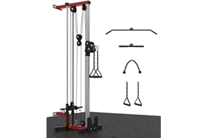 Wall Mount Cable Machine, Dual Pulley Cable Crossover & LAT Pulldown System for Home Gym with 19 Adjustable Positions, Tricep