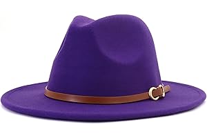 CCAKXCJJ Fedora Hats for Men Women Felt Jazz Hat Wide Brim Panama Hat with Belt Buckle