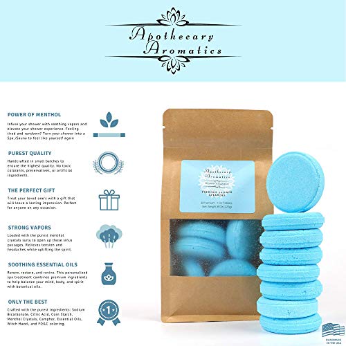 Menthol Eucalyptus Camphor and Menthol Vaporizing Shower Steamers, 8
