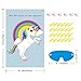 AerWo Large Pin The Horn on the Unicorn Party Game, Rainbow Unicorn Party Games with 24 Sticker Horns and Eye Mask for Kids Birthday Party Decorations, Unicorn Party Supplies