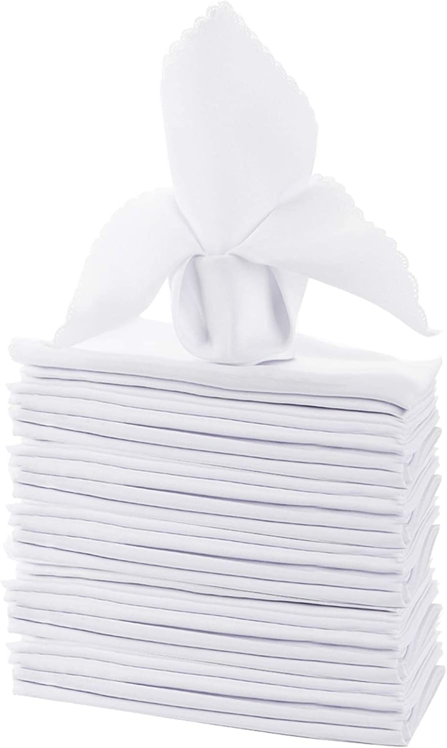 Jucoan 24 Pack White Cloth Napkins 43x43cm Washable Reusable Dinner