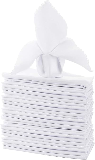 Jucoan 24 Pack White Cloth Napkins 43x43cm Washable Reusable Dinner