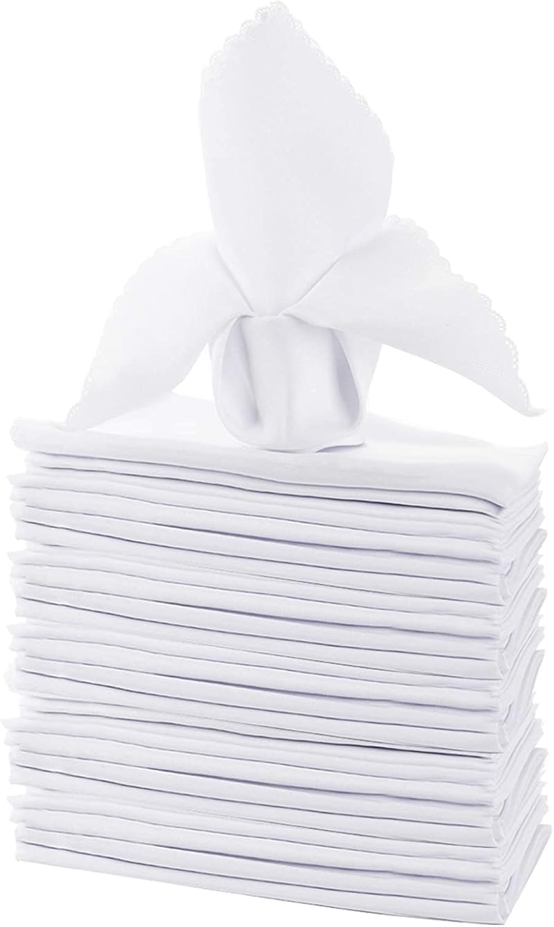 Jucoan 24 Pack White Cloth Napkins 43x43cm Washable Reusable Dinner