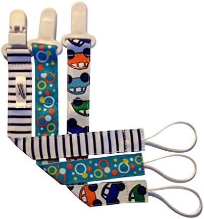 Pacifier Clip – Zemog Baby – BOY – 3- pack 2-sided pacifier holder. Helps prevent germs and bacteria getting to your baby’s pacifier, teething toy and blankies