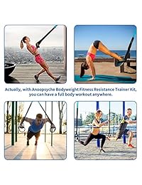 ANOOPSYCHE - Kit de entrenamiento de resistencia física con guía de entrenamiento corporal, correas de entrenamiento de fitness para el hogar o entrenamiento profesional completo