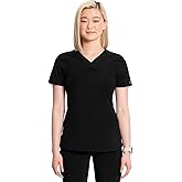 Cherokee Infinity Womens V-Neck Scrub Top Contemporary Fit, 2 Pockets, Rib-Knit Insert, Side Vents, 360° Stretch – CK865A