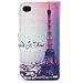 Welity Retro Eiffel Tower PU Leather Wallet Type Magnet Design Flip Case Cover Credit Card Holder Pouch Case for Apple iPhone 4/4S/4G