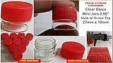 Butterfly Small Tiny Mini Glass Jars Clear Heavy-duty w/ Twist Red Color Cap Vials Storage Containers 27x19mm (Lot of 10x) Free Shipping