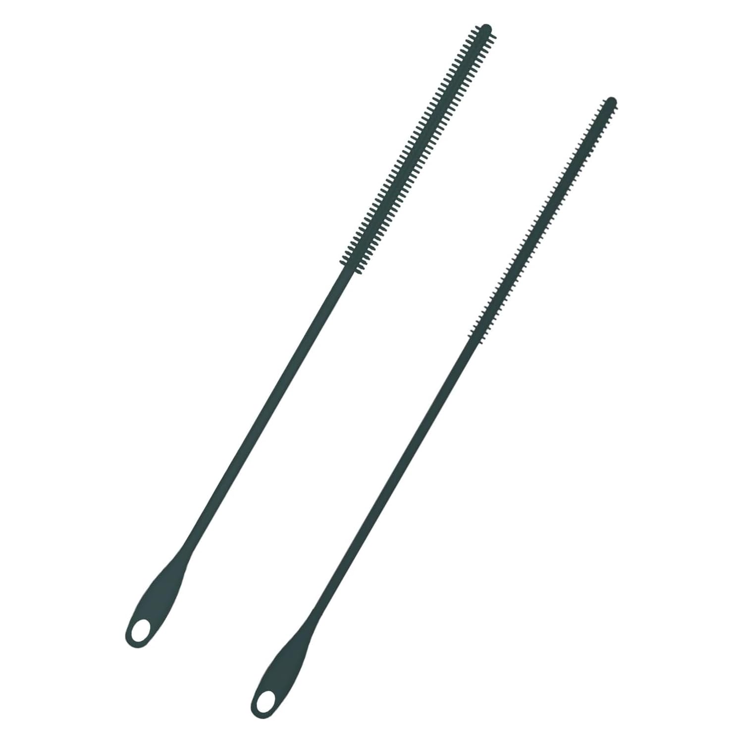 2 Pcs Silicone Straw Brush, 6mm+8mm Extra Long Straw Cleaner Brush Reusable Silicone Brush for Cleaning with Hanging Ring Pipe Cleaner Brush for Smoothie Straw (Gray)