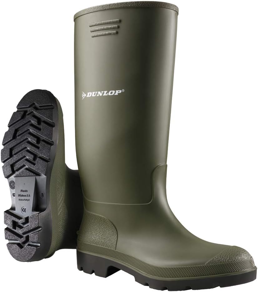 Dunlop Pricemastor Unisex Knee High Wellington Boots Green PVC Waterproof