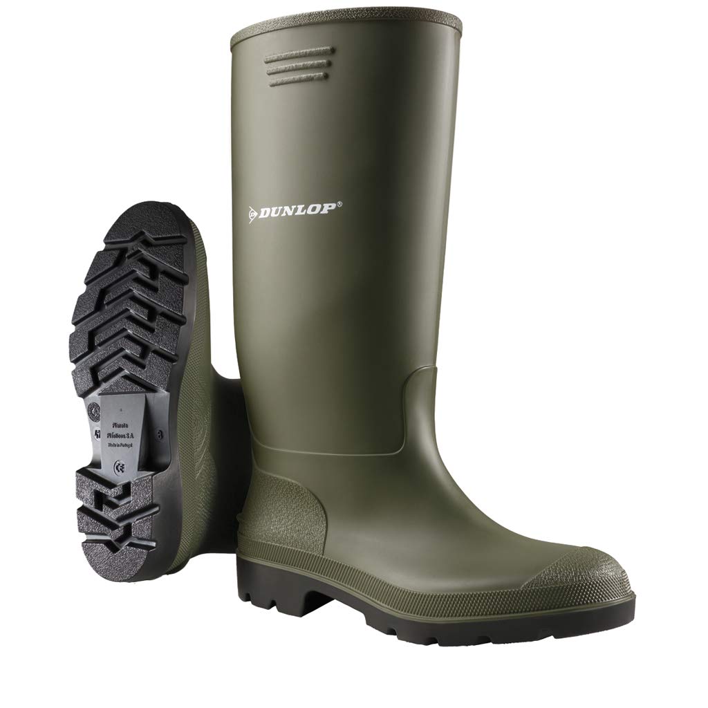 DUNLOP Pricemastor - Unisex Knee High Wellington Rain Boots, Green, CE Certified Waterproof and Chemical Resistant PVC Wellies for Outdoor, Gardening and Farm Work - EU47, UK12