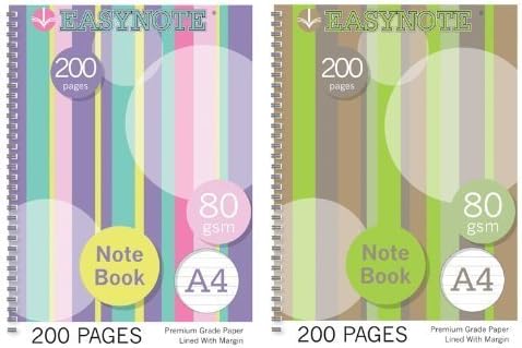 Green &amp; Brown Stripe A4 Binder Note Book Lined 80gsm School Home College