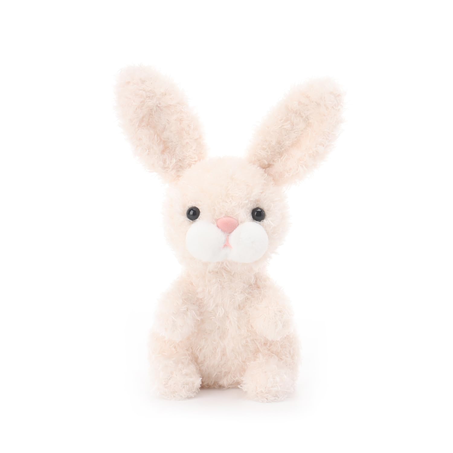 Apricot Lamb Cream Curly Bunny Rabbit Plushies Stuffed Animals for Baby Girl and Boy, Soft Cute Plush Toys for Kids, 6.3 Inches