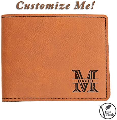 Emenar Custom Personalized Wallet Vegan Leather Bifold Slim Wallet for Men, Perfect Gift