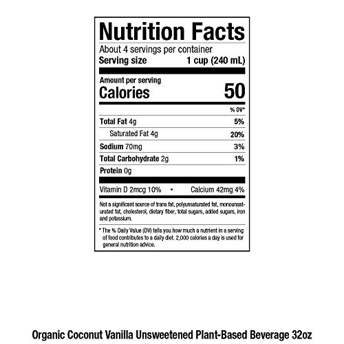 Pacific Foods Organic Coconut Non-Dairy Beverage, Unsweetened Vanilla, 32-Ounce, (Pack of 12)