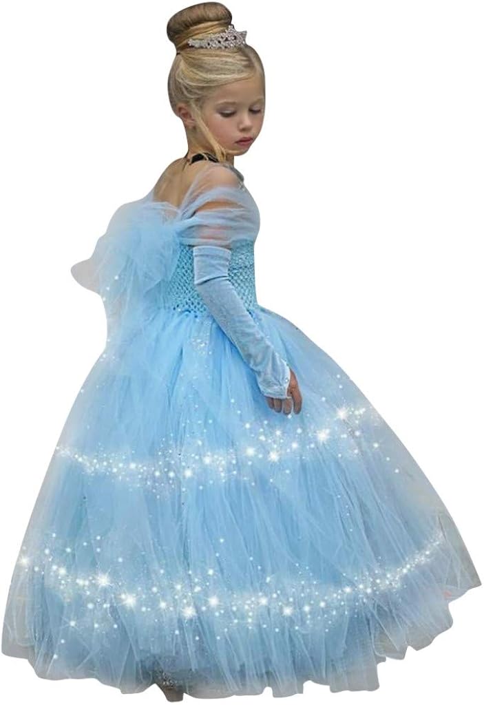 JURTEE Kids Girls Princess Bridesmaid Pageant Gown Tulle Puffy Wedding Dress Girl's Princess