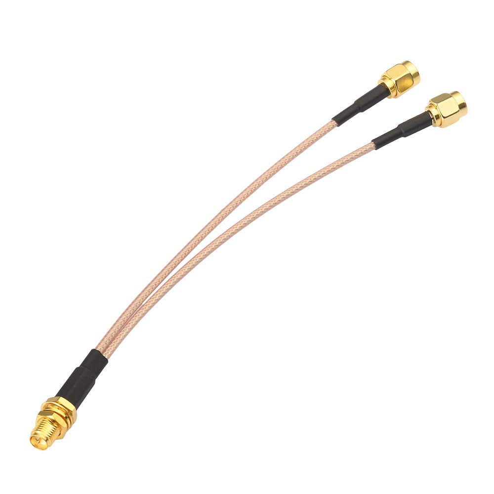 Superbat RPSMA Female to Dual SMA Male Coaxial Cable Splitter 2 Way 50ohm RG316 Coax Splitter Cable 15cm for Router Gateway Modem Mobile Hotspot WiFi/Cellular Antenna(not for TV)
