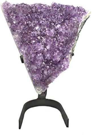 Genuine Brazilian Raw Amethyst Crystal Geode Cluster w/ Custom Heavy Duty Iron Stand. Premium Gallery Quality! BONUS Amethyst Bracelet &amp; Cleansing Selenite Crystal