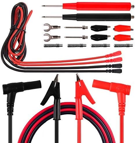 Makerstack Electronic Test Lead Kit, Digital Multimeter Test Leads Set Accessory Kit Includes Banana Plug to Alligator Clip Test Leads and Probes Tips Hooks Set of 18
