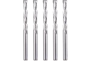 HOZLY Carbide End Mills Up & Down Cut 1/8 Inch Shank,CNC Spiral Router Bits(3.175x22mm) Compression Bit 2 Flutes Milling Cutter for Engraving Milling 3D sculpturing Roughing Composite Multilayer Pack of 5