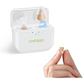 CHOSGO Hearing Aids for Seniors, Smallest In-Ear Mini OTC Hearing Aids for Women, Rechargeable Hearing Amplifier Adults with Noise Cancellation In-Ear Design, Comfort Fit and Charging Box, Beige