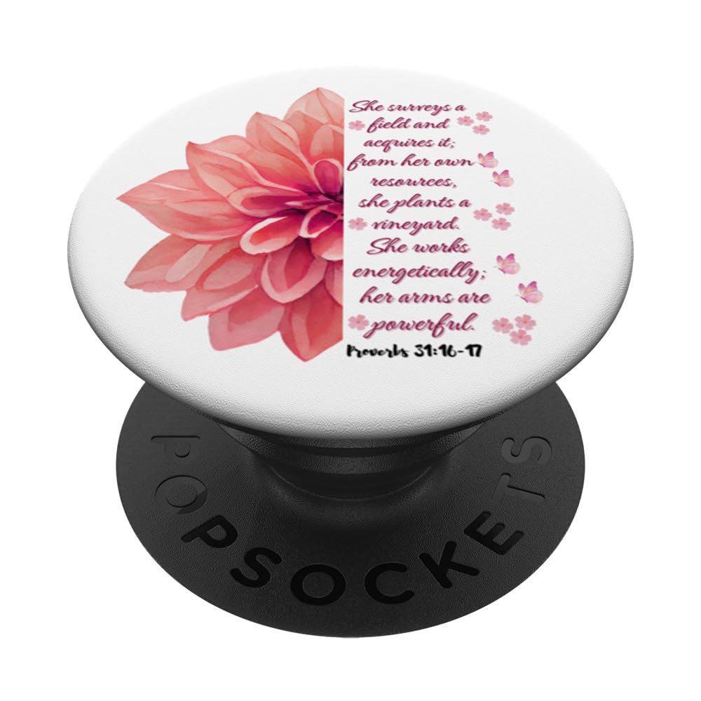 Christian Bible Verse Women Ladies flower Scripture Her Gift PopSockets Swappable PopGrip