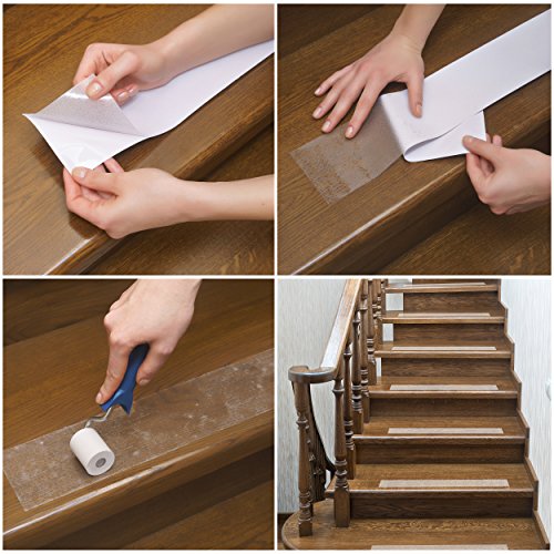 NonSlip Stair Treads 10 Pack Clear Step Strips 4"x24" Indoor
