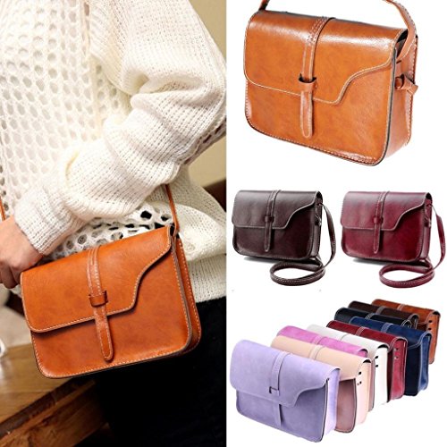 Women Vintage Purse Bag Leather Cross Body Shoulder Messenger Bag Elegant Girl Crossbody Bag Handbag (Dark Blue)