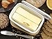 Butter Dish with Lid (White) | Covered Enamel Keeper with Beech Wood Top & Plastic Lid for Airtight Storage of Cheese | Tray Holds Half Pound of Stick Butter | Durable Food Storage Container (White)