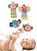 Happy Monkey Baby Wrist Rattles and Foot Finders Set High Contrast Infant Foot Finders Socks and Newborn Hand Wrist Rattle Toy Cute Engaging Elephants and Monkeys Bright Developmental Colors Patterns