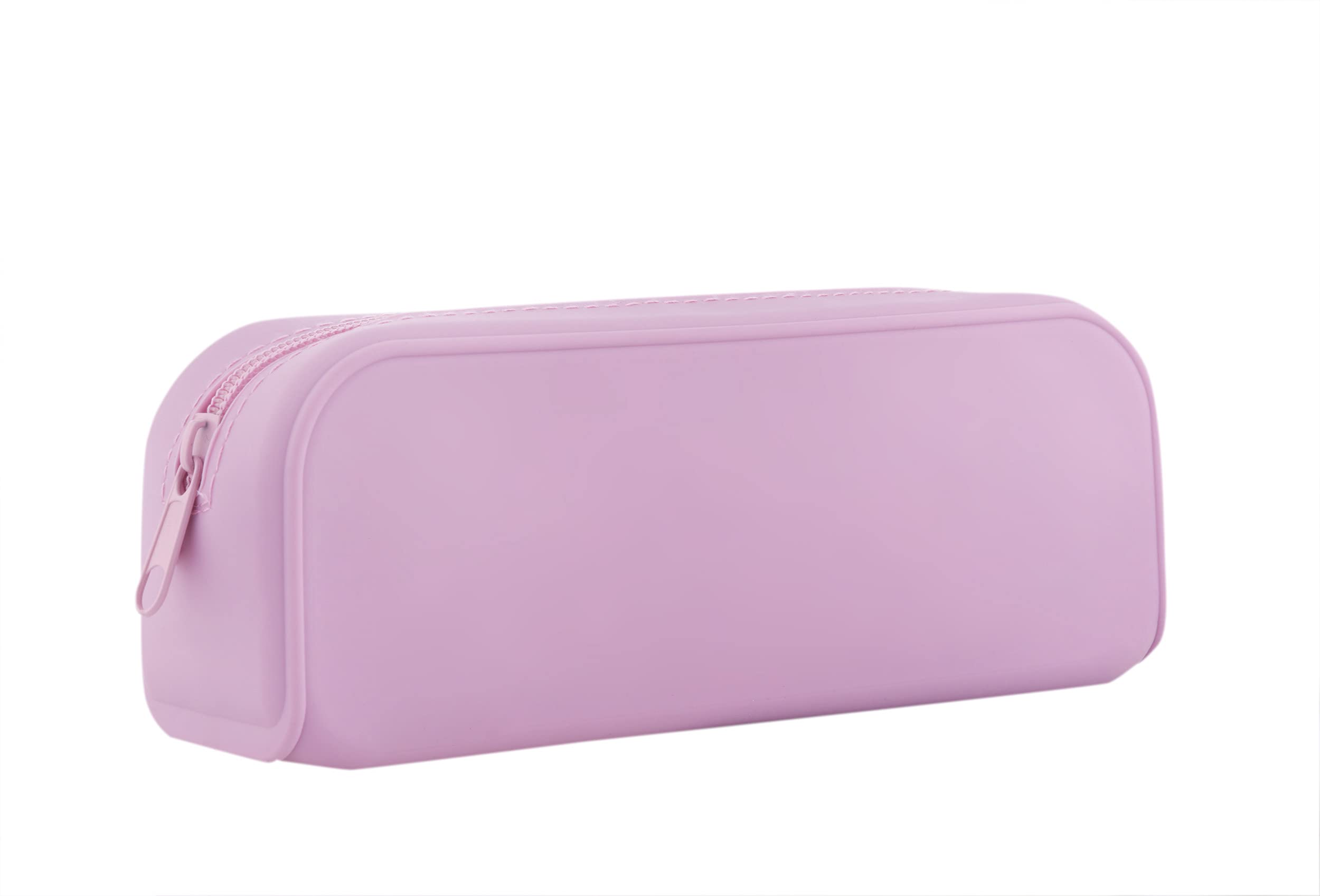 OFITURIA® Silicone Zipper Case for Kids School with 1 Compartment 195 x 55 x 75 mm, Pink, Estándar, Maleta expandible con la cara Frontal dura y ruedas giratorias