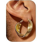 Aimétte Monette Gold Earrings for Women Trendy, Chunky Gold Huggie Stud Hoop Hypoallergenic Earrings, Jewelry Gifts for Best Friend, Valentines Day Gifts for Her