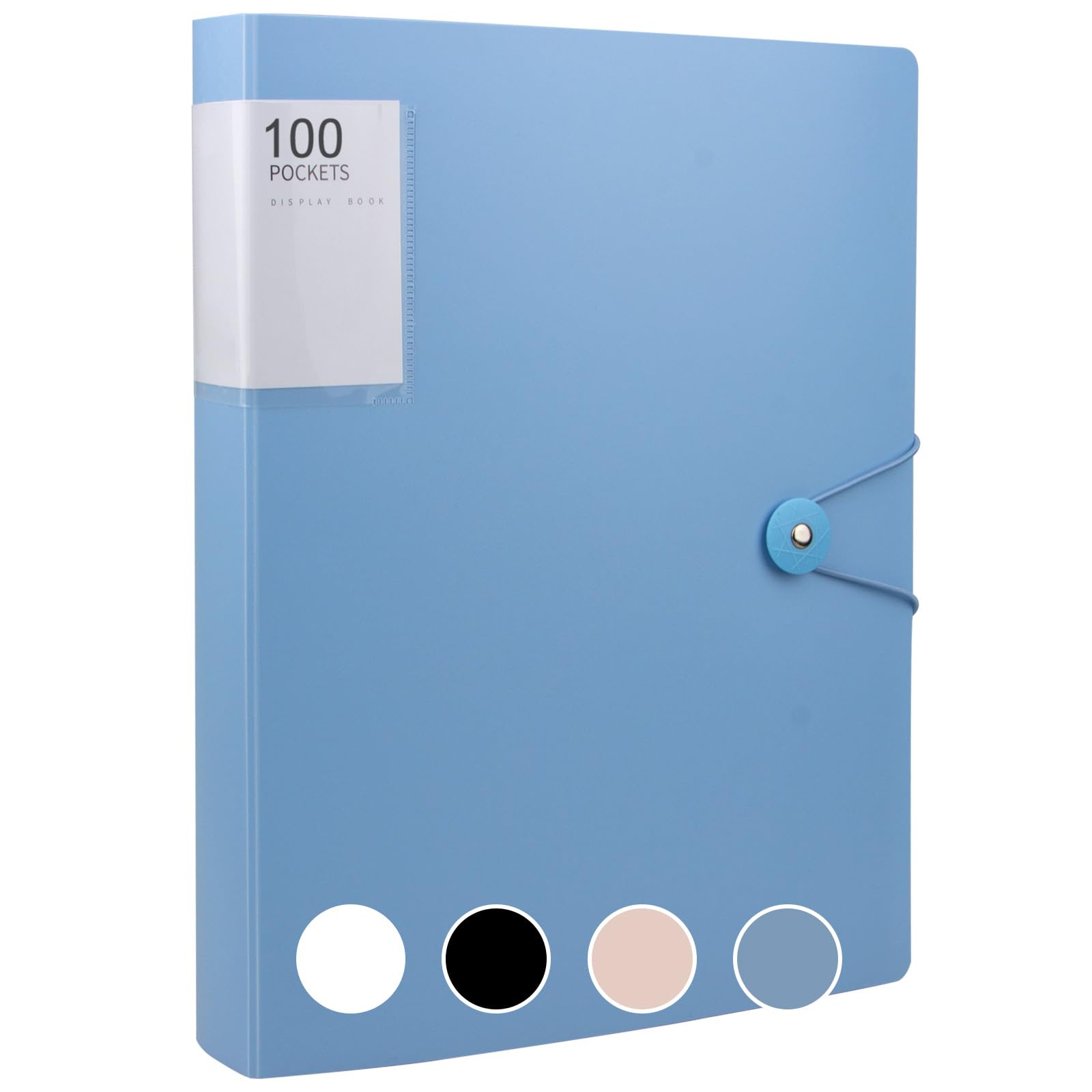 100 Pocket A4 Display Folder with Plastic Sleeves, A4 Presentation Folders, Pocket Folder, Blue