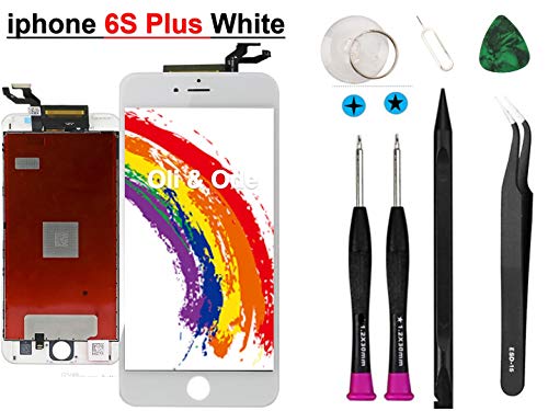Oli & Ode Compatible with iPhone 6S Plus Screen Replacement (5.5 Inch White), LCD Digitizer Touch Screen Assembly Set with 3D Touch, Repair Tools and Replacement Manual Includ (6S Plus White)