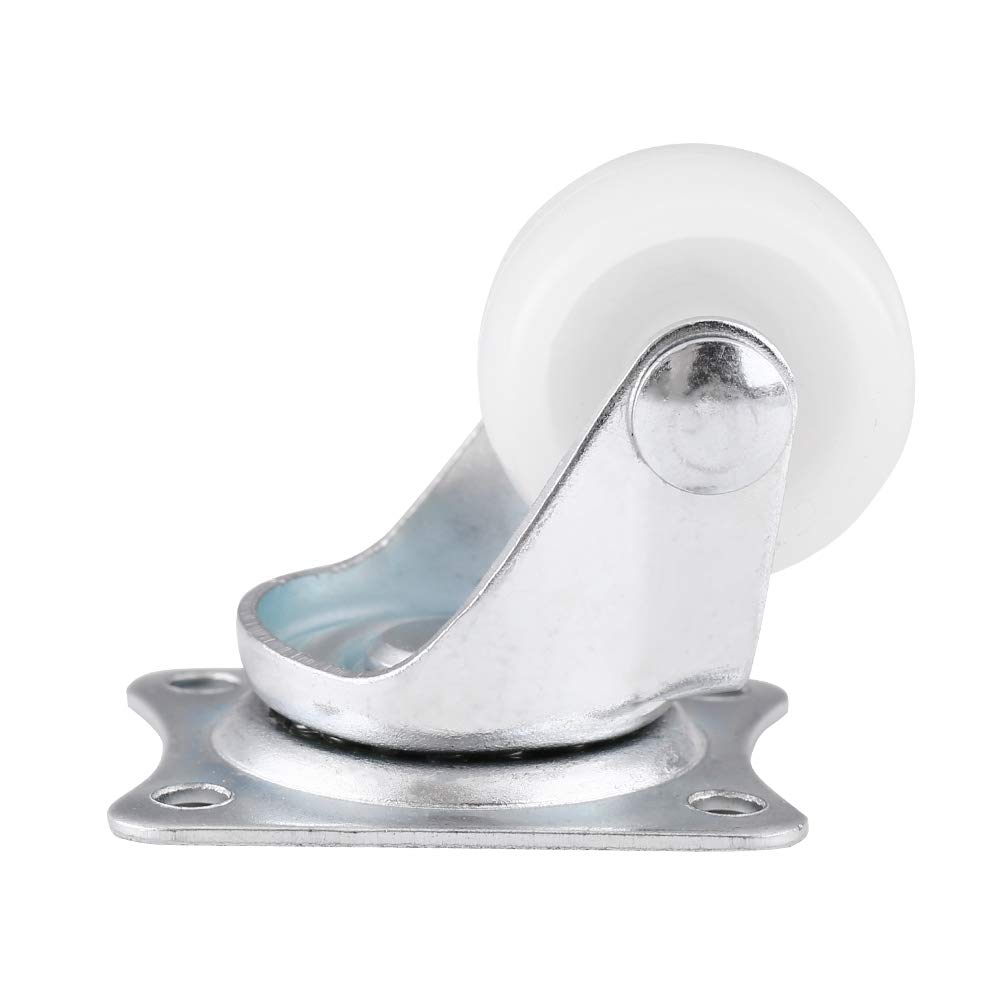 Casters 25mm Wheels White Polypropylene Zinc-Plated Iron 360 Degree Rotation 10kg Load Capacity 4 Pack for Furniture Trolley Chair