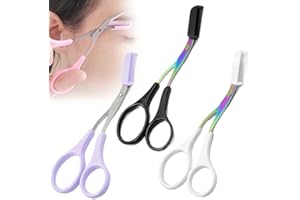 JUDUNA Eyebrow Scissors with Comb, 2024 New Eyebrow Trimmer Scissor Curved Eye Brow Razor, Eyebrow Trimming Scissors Hair Removal Tool for Men Women (Color-B)