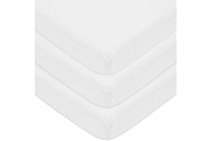 American Baby Company 3 Pack 100% Natural Cotton Fitted Pack and Play Sheets 39" x 27" - Soft & Breathable Pack N Play Sheets for Playard & Mini Crib Mattress, White, for Boys & Girls
