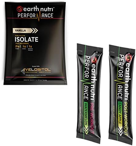 EarthNutri Performance Sample Pack: Includes 1 Whey Isolate Protein Sample, 1 Pre-Workout Sample, and 1 Post-Workout Sample (Vanilla Protein Sample)