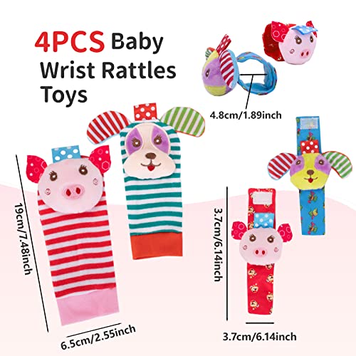 PADONISE Wrist Rattles for Babies 06 Months Rattles Socks for Babies 6