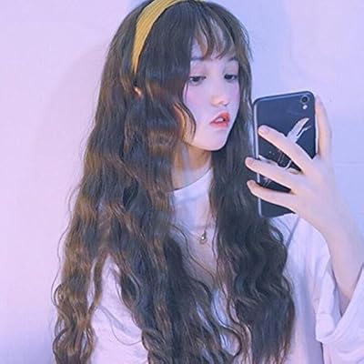 Amazon Com Korean Red Wig Net Volume Noodles Entire Air Bangs