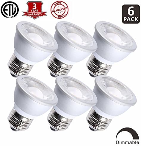6-Pack HR16 LED Dimmable Reflector PAR16 bulbs 5 Watt 400 Lumen 36 Degree Beam Angle 50W Equivalent, Cool White 6000K Light Bulbs for Spotlight, Recessed Lighting, Track Lighting