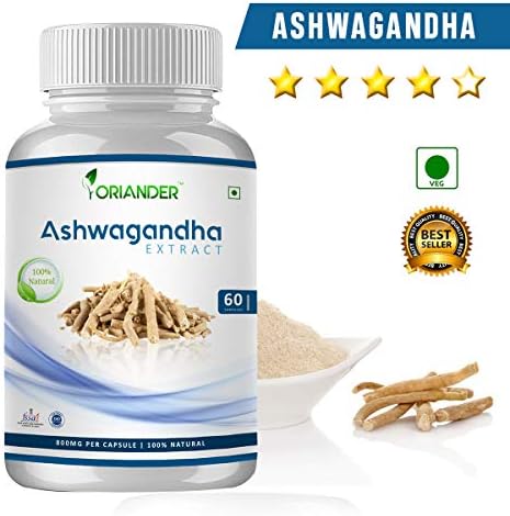 oriander 100% natural, pure & organic ashwagandha extract 800 Mg 60 capsules (pack of 1)