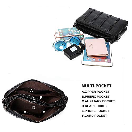 Crossbody Bag for Women Small Leather Phone Purse Wallet Shoulder Bag Trendy Ladies Wristlet Clutch(Black)