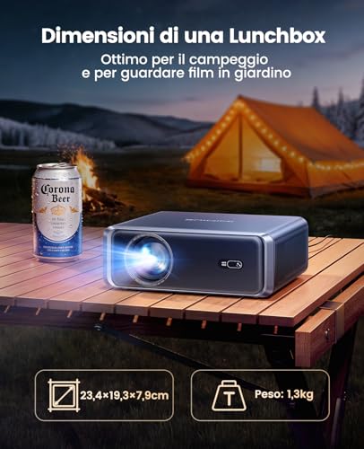 4K Projector [Netflix Compatible]1000ANSI Auto Focus/Keystone Projector 4K Smart TV, WiFi6 Two-way Bluetooth5.3 Portable Video Projector 1080p Native with HDMI ARC/CEC Home Cinema/Outdoor Black