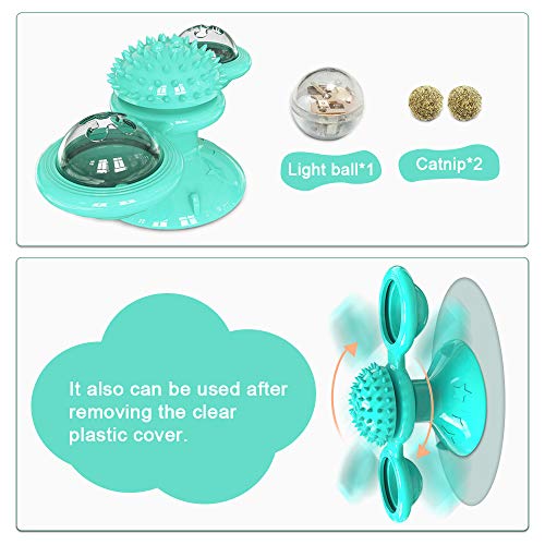 Bigeyescute Windmill Cat Toy cat Brush for Indoor cat Toothbrush Fun pet Interactive Rotating Windmill Little cat Toy with Catnip