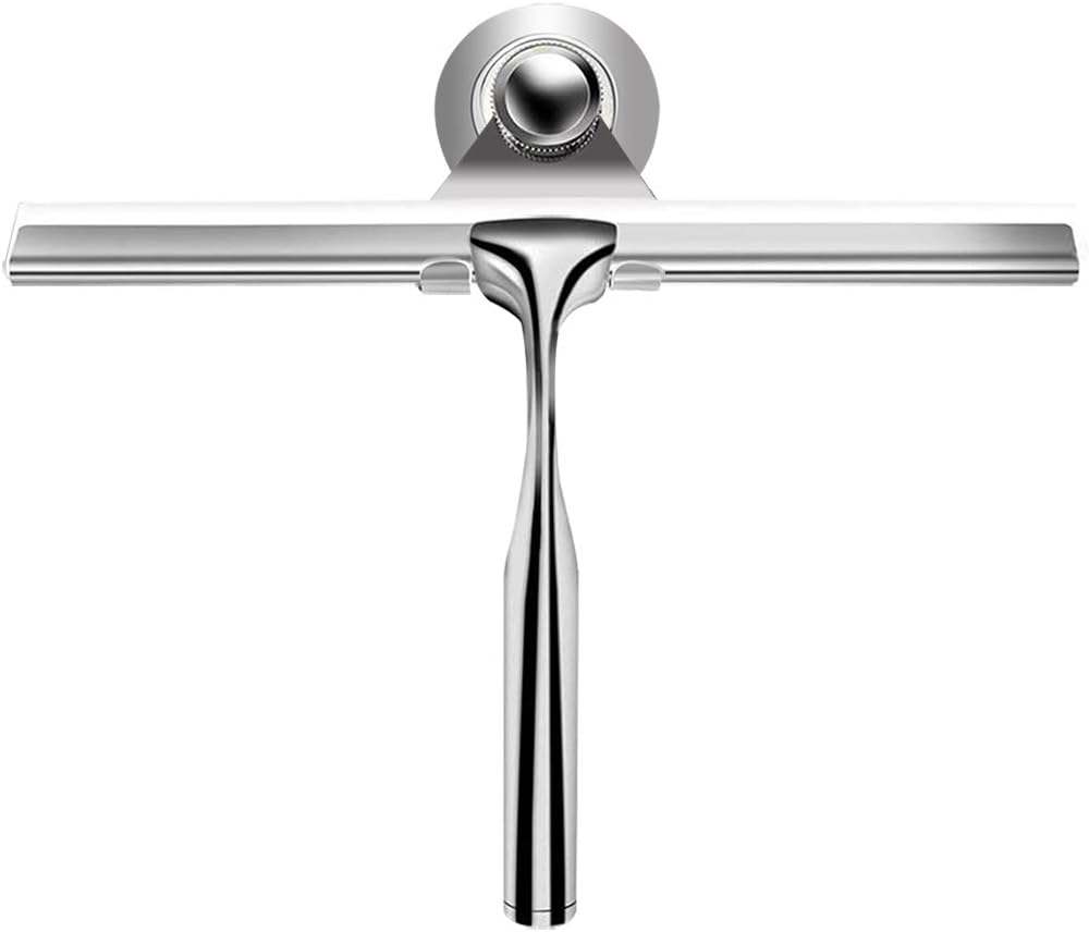 Ponsey Duschabzieher, Fensterabzieher aus Edelstahl mit austauschbarem Wischblatt zur Badezimmer Fensterabzieher für Badezimmer Spiegel Fenster Glasreinigung